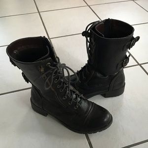 dark brown combat boots
